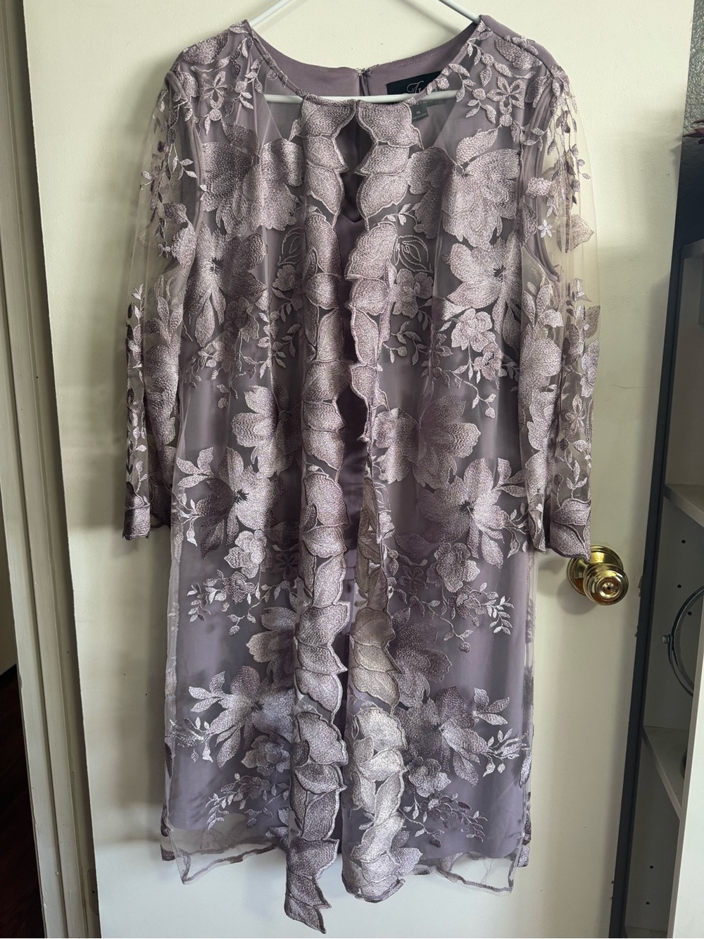 Mother of the Bride, Cocktail, Formal Dress with sheer floral shell jacket